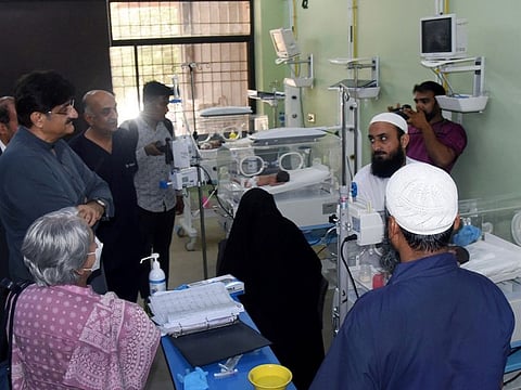 Sindh Chief Minister, Syed Murad Ali Shah, inspects the new neonatal intensive care unit at Children’s Hospital in Karachi.