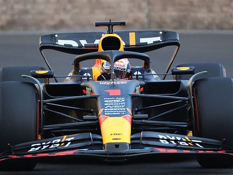 Red Bull Racing's Max Verstappen steers his car during the qualifying session for Azerbaijan Grand Prix in Baku on Friday.