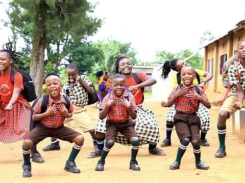 The Masaka Kids Africana group of Ugandan children.