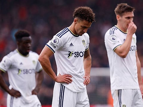 Leeds United's Rodrigo looks dejected after the match against Bournemouth.