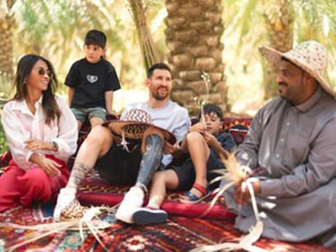 Argentine football legend Lionel Messi and his family enjoy a quiet time in a Saudi tourist spot.