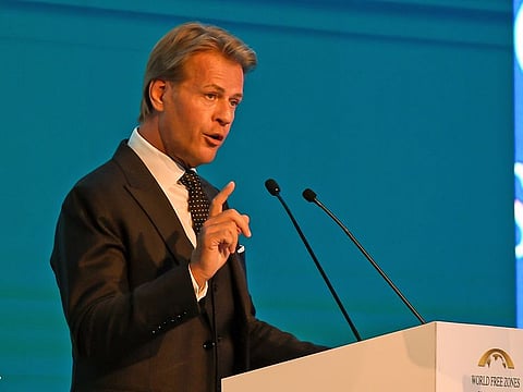 IFZA Chairman Martin G. Pedersen addresses delegates at AICE 2023 in Dubai.