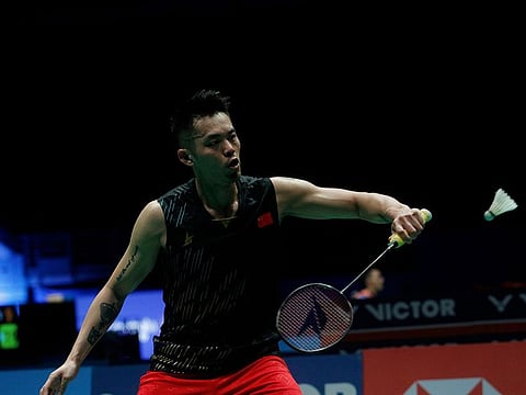 Lin Dan in action during the Badminton Malaysia Open, April 07, 2019.