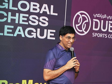 Viswanathan Anand, Five-time World Chess Champion and Deputy President, FIDE, at the Global Chess League inauguration in Dubai on Wednesday.