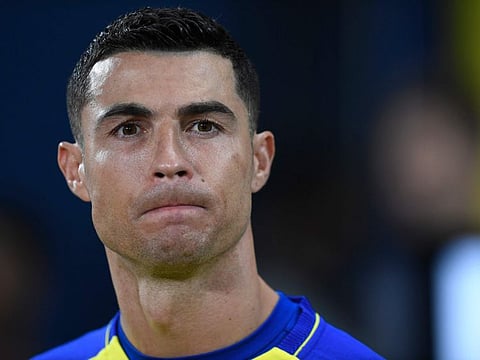 Al Nassr's Cristiano Ronaldo looks on during a Saudi Pro League match in Riyadh.