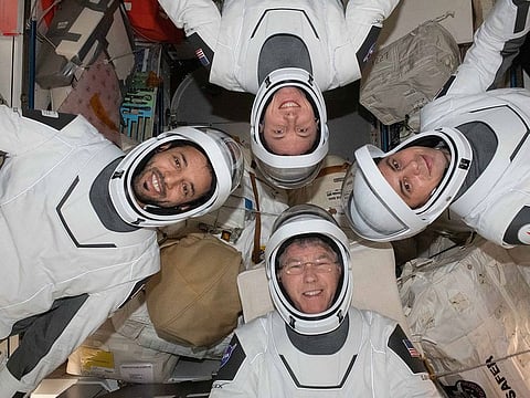 Archive image of Al Neyadi (left) with other Crew-6 members