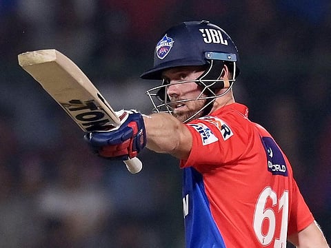Delhi Capitals' Phil Salt celebrates after scoring a half-century during the IPL match against Royal Challengers Bangalore at the Arun Jaitley Stadium in New Delhi on May 6, 2023.