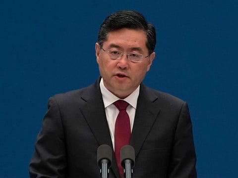 Chinese Foreign Minister Qin Gang speaks during the forum titled Chinese Modernization and the World held at The Grand Halls in Shanghai, on April 21, 2023. Qin was due to depart on Monday for visits to Germany, France and Norway.