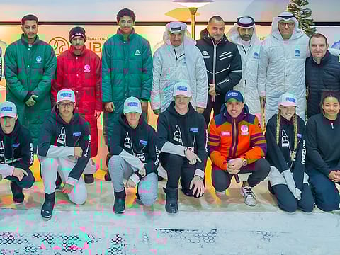 Organisers and officials during the announcement of the Dubai Snow Run at Snow Cinema at Mall of the Emirates.