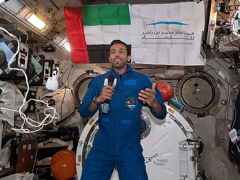 Al Neyadi during a live call from the International Space Station