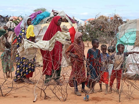 People displaced by drought at the Ladan internally displaced people (IDP) camp in Dolow on May 1, 2023.