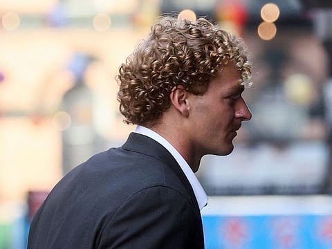 Former US Marine Daniel Penny arrives at a New York City Police precinct to surrender for the death of Jordan Neely.