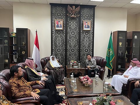 Saudi and Indonesian officials in Jakarta during the launch ceremony.