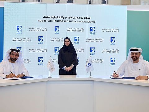 UAE Space Agency and Adnoc officials enter into a new agreement to collaborate on the use of satellite technology in the energy sector.
