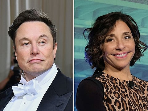 Elon Musk , left, at the 2022 Met Gala at the Metropolitan Museum of Art and Chairman, Advertising Sales and Client Partnerships NBCUniversal Linda Yaccarino during 2016 Advertising Week New York on September 28, 2016 .