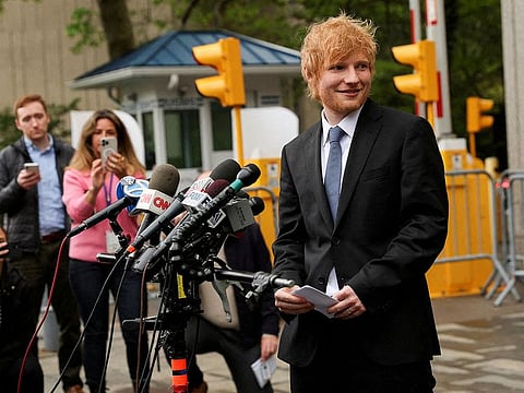 File Photo: Singer Ed Sheeran speaks to the media, after his copyright trial at Manhattan federal court, in New York City, U.S., May 4, 2023.
