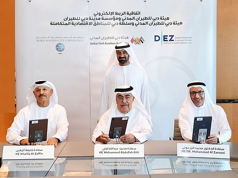 Sheikh Ahmed Bin Saeed Al Maktoum, Chairman of DCAA, at the signing of the MoU to speed up digital approvals on commercial licensing transactions.