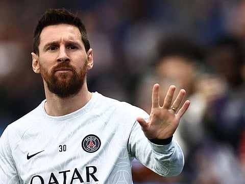 Paris Saint-Germain's Argentine forward Lionel Messi gestures during the warm up ahead of the Ligue 1 match.