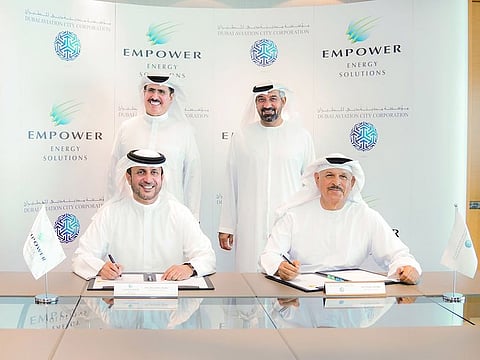 Khalifa Al Zaffin, Executive Chairman of Dubai Aviation City Corporation (DACC) and Dubai South, Ahmad Bin Shafar, CEO of Empower signed the agreement.