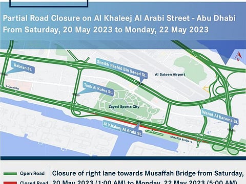 Abu Dhabi road closure and alternate routes map