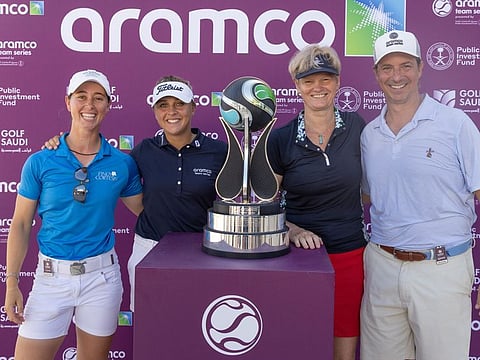 Team Roussin L-R Nuria Iturrioz, Pauline Roussin, Trish Johnson, Michael Bickford