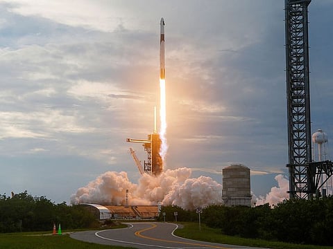 The Axiom Mission 2 (Ax-2) aboard a SpaceX Falcon 9 and Dragon capsule, carrying 4 crew members to the International Space Station, lifts off from Kennedy Space Center, Florida, U.S..