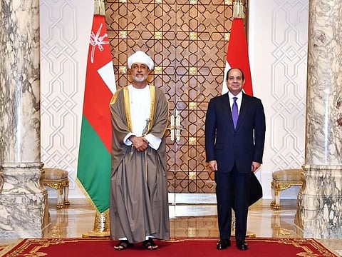 Oman's Sultan Haitham bin Tarik and Egyptian President Abdul Fattah El Sisi held an official session of talks at Al-Ittihadiya Palace in Cairo.