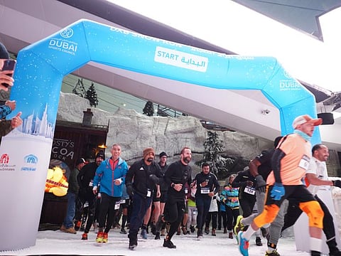 Hundreds of fitness enthusiasts participate in the Snow Run 2023 at the Ski Dubai on Sunday.