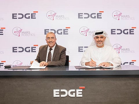 Mansour AlMulla of EDGE (right) and Dr. Mohammad Amin Al-Jarrah of MARS Robotics.