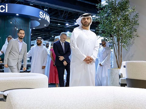 Sheikh Mansoor bin Mohammed bin Rashid Al Maktoum tours The Hotel Show and INDEX exhibition.