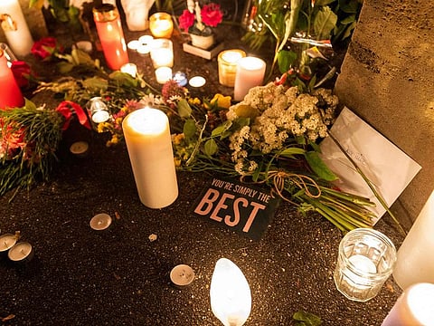 Flowers and candles layed outside the estate of late singer Tina Turner following the announcement of her death, in Kusnacht, Switzerland.