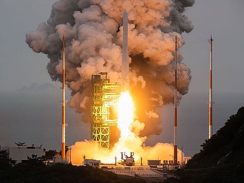 South Korea's homegrown space rocket Nuri launching from the Naro Space Centre in the southern coastal village of Goheung.