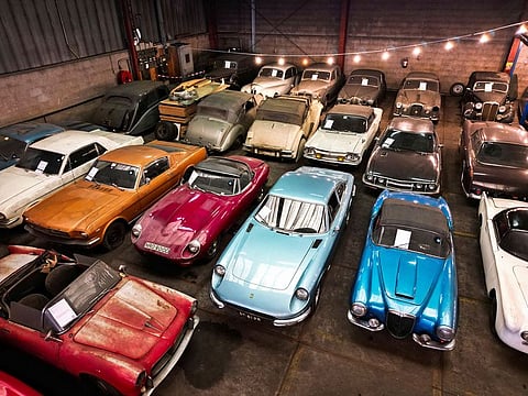 Cars belonging to the Palmen collection are displayed in the warehouse in which they were stored over the last 40 years, ahead of Friday's auction, in Dordrecht, Netherlands.