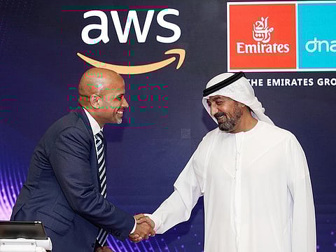 Al Opher, Vice President of Professional Services - AWS; Sheikh Ahmed bin Saeed Al Maktoum, Chairman & Chief Executive - Emirates Airline & Group