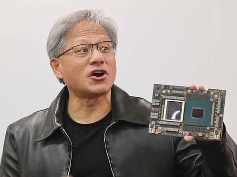 Jensen Huang, CEO of Nvidia Corp., speaks during a press conference at the Computex 2023 in Taipei on May 30, 2023.