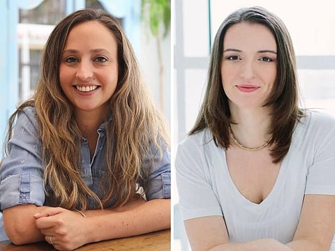 Dubai-based bestselling authors Giselle Onanian, left, and Rachael Lynn.