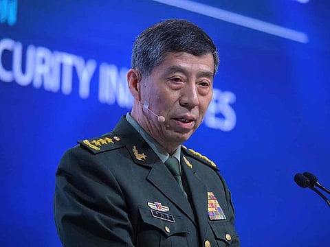 Chinese Defence Minister Li Shangfu speaks at the IISS Shangri-La Dialogue in Singapore June 4, 2023.