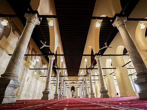 An internal view of the historical Mosque of al-Zahir Baybars.