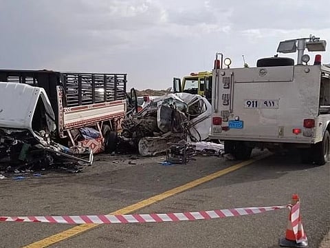 The four, who included a woman, died on the spot while the truck driver was hospitalised with multiple injuries.