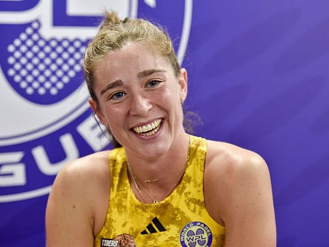 Marta Ortega during an interaction at the Coca Cola Arena in Dubai on Friday.