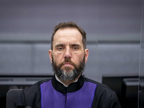 American Prosecutor Jack Smith presides during the presentation of the Kosovar former president Hashim Thaci for the first time before a war crimes court in The Hague on November 9, 2020, to face charges relating to the 1990s conflict with Serbia.