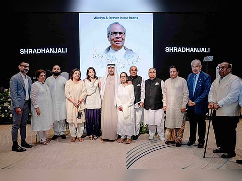 Sheikh Nahyan bin Mubarak Al Nahyan (sixth from left), Minister of Tolerance and Coexistence, with business leaders and community members at the event