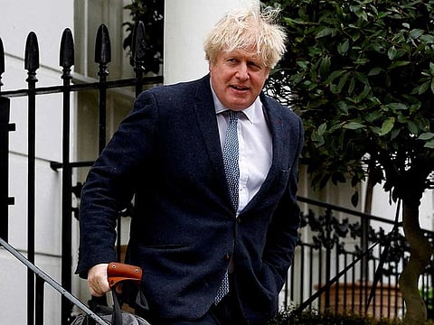 Former British Prime Minister Boris Johnson leaves his home, in London, Britain March 21, 2023.
