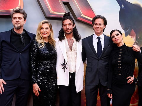Andres Muschietti, Barbara Muschietti, Ezra Miller, Peter Safran and Maribel Verdu attend the world premiere of 'The Flash', in Hollywood, Los Angeles.