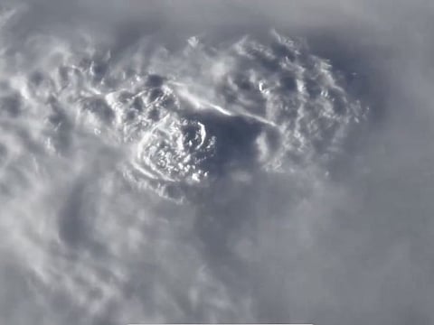 Still from Al Neyadi's video of the tropical cyclone
