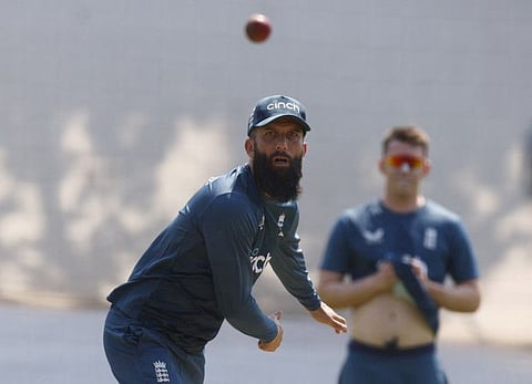 England's Moeen Ali during practice ahead of the Ashes at Edgbaston on Monday.