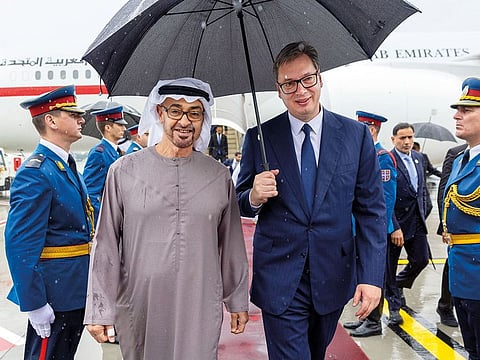 President His Highness Sheikh Mohamed Bin Zayed Al Nahyan on Thursday made a working visit to Serbia, where he met with President Aleksandar Vucic to review relations between the two countries