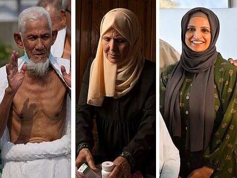 From left: Husin bin Nisan, Huda Zaqqout and Saadiha who are heading to Mecca to perform Hajj.
