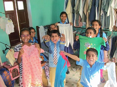 Children express their joy at finding their favourite items for free at Sukoon Store.