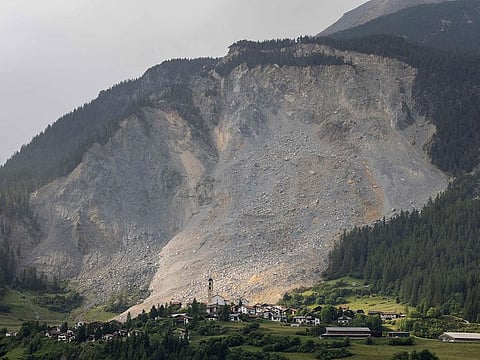 A view of Brienz, far-eastern Switzerland after a massive landslide that spared the village.